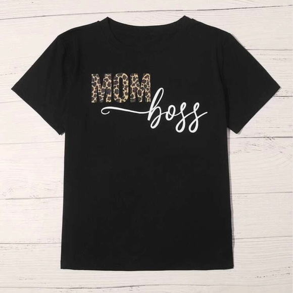 Tops - NEW! LEOPARD & LETTER PRINT MOM BOSS GRAPHIC TEE